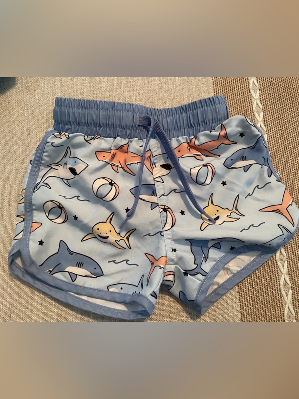 Caden Lane Shark Print Kids Swim Shorts